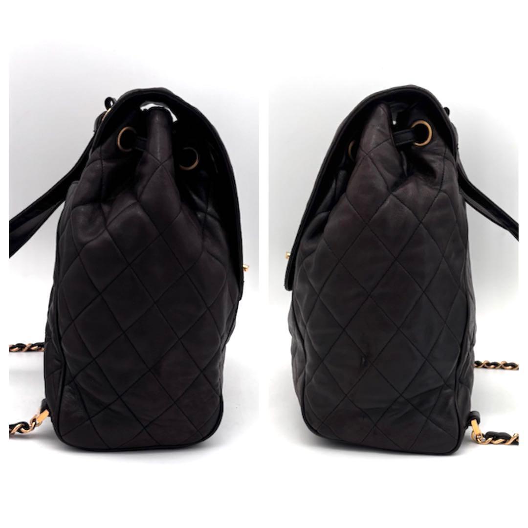 Chanel Quilted Backpack Black Lambskin Brown — view 5
