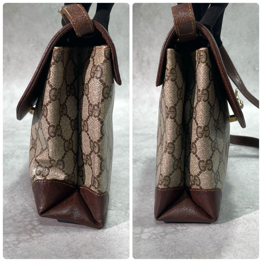 Gucci GG Shoulder Bag Brown Beige Leather Logo — view 7