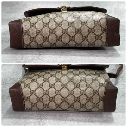 Gucci GG Shoulder Bag Brown Beige Leather Logo — view 8