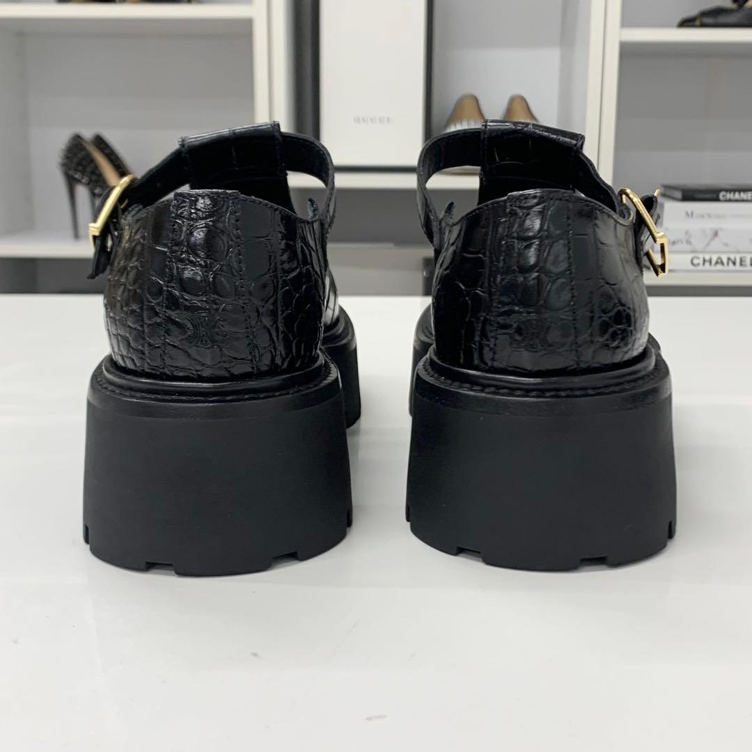 Celine Triomphe Croco Embossed Leather Bulky Hedi Slimane Era Flat Shoes — view 6