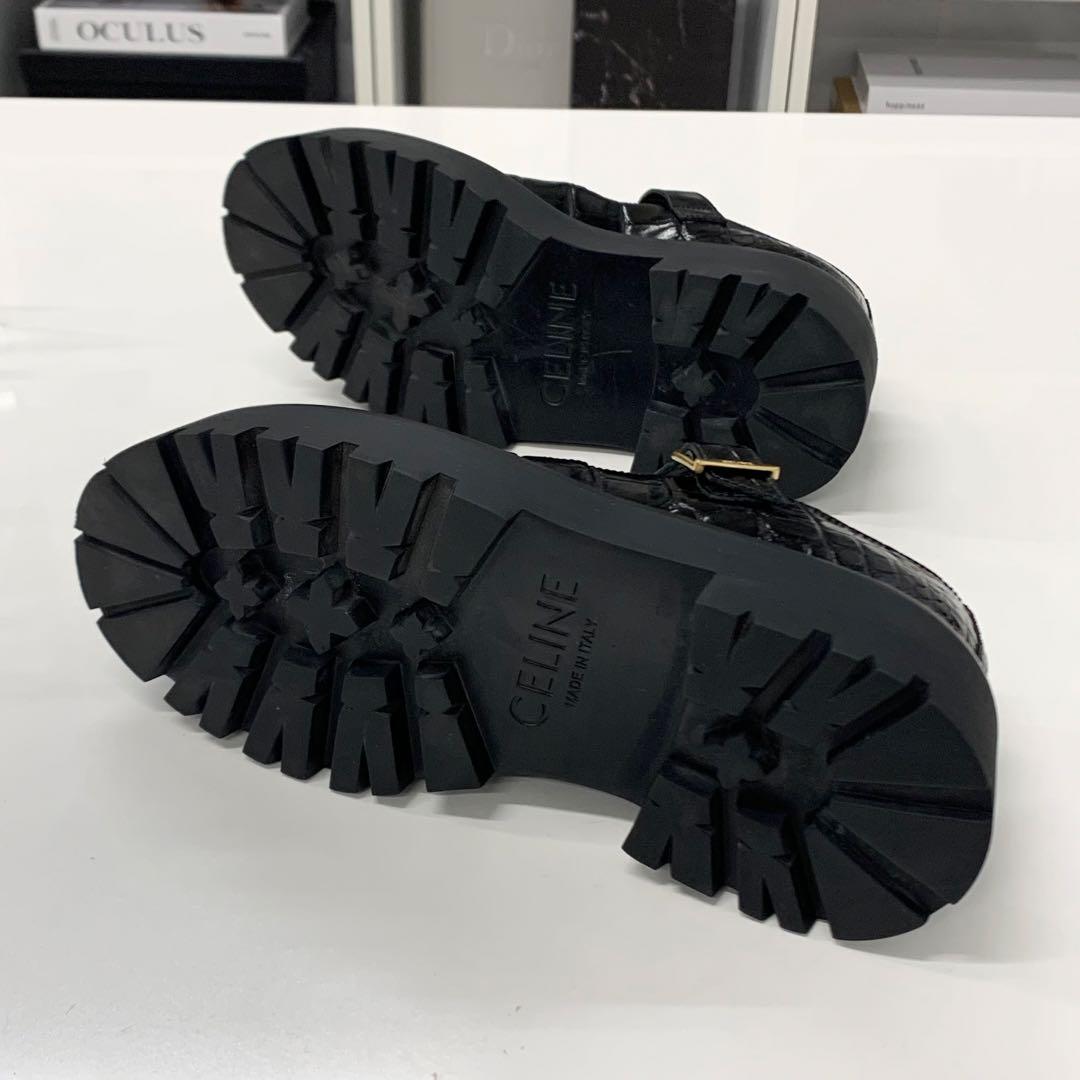 Celine Triomphe Croco Embossed Leather Bulky Hedi Slimane Era Flat Shoes — view 7