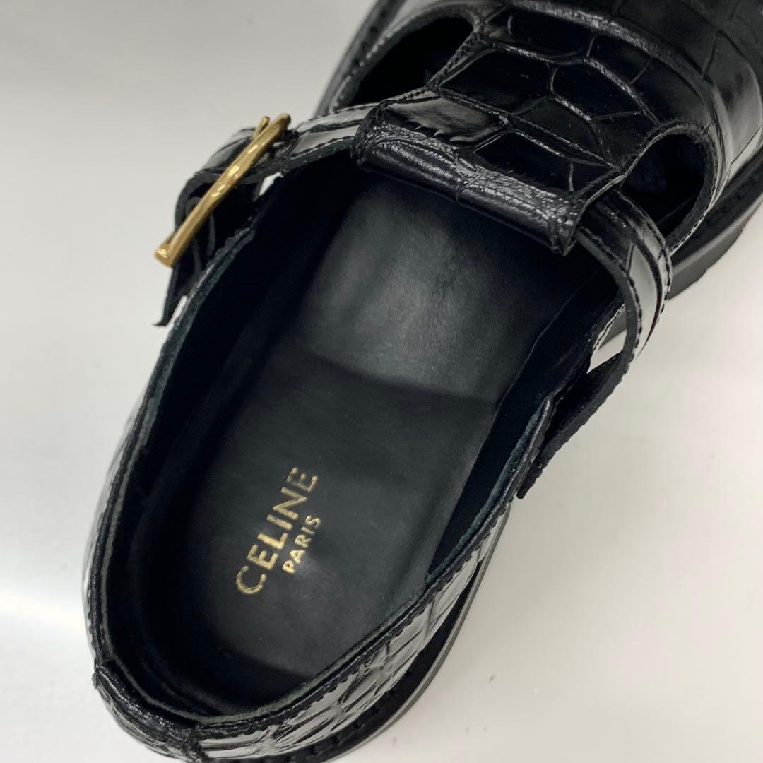 Celine Triomphe Croco Embossed Leather Bulky Hedi Slimane Era Flat Shoes — view 8