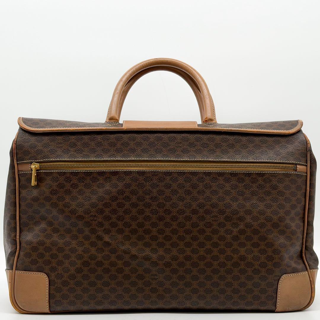 Celine Macadam Pattern Boston Bag Vintage Leather Brown Gold — view 3