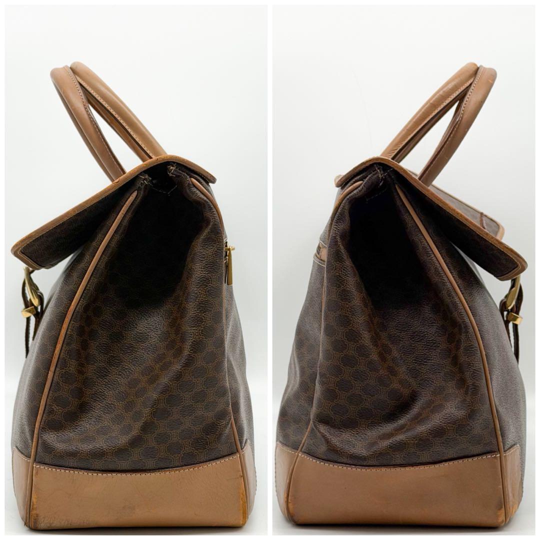 Celine Macadam Pattern Boston Bag Vintage Leather Brown Gold — view 5