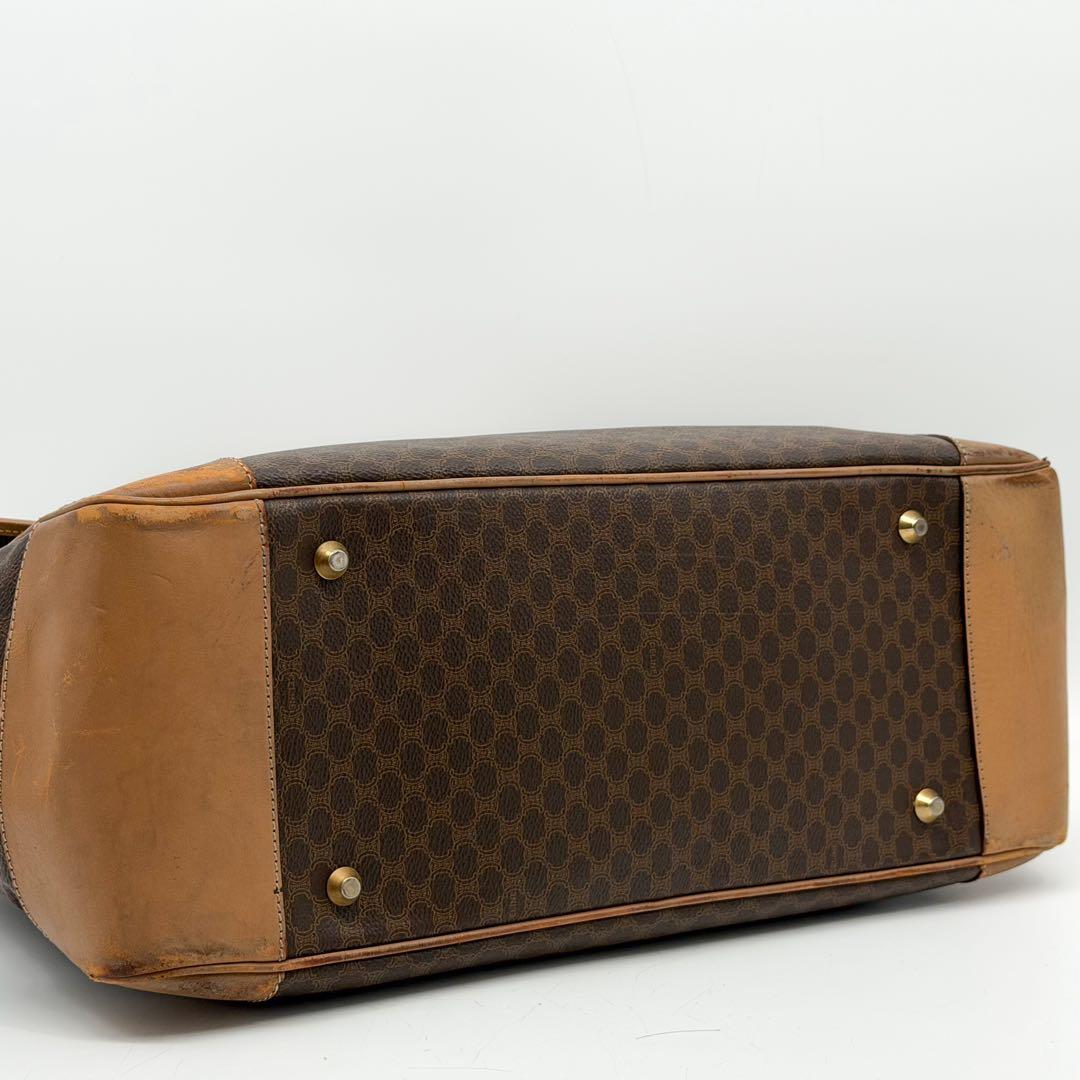 Celine Macadam Pattern Boston Bag Vintage Leather Brown Gold — view 6