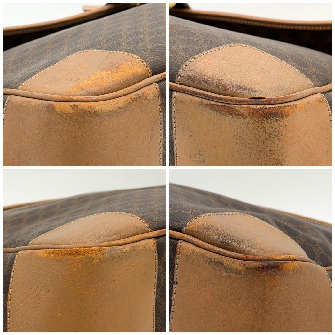 Celine Macadam Pattern Boston Bag Vintage Leather Brown Gold — view 7