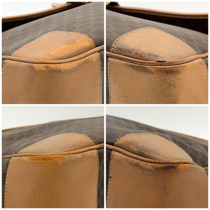 Celine Macadam Pattern Boston Bag Vintage Leather Brown Gold — view 7