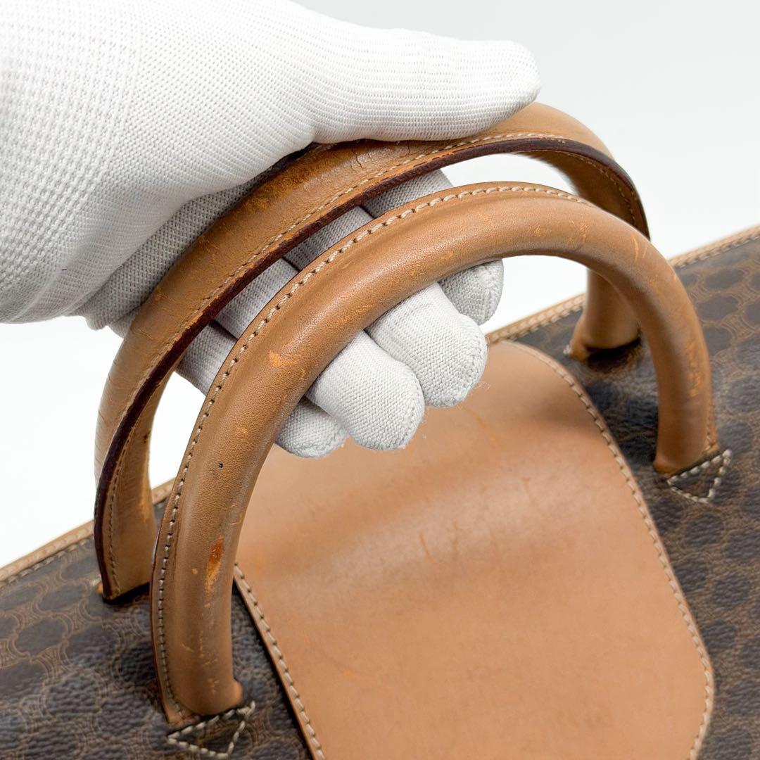 Celine Macadam Pattern Boston Bag Vintage Leather Brown Gold — view 8