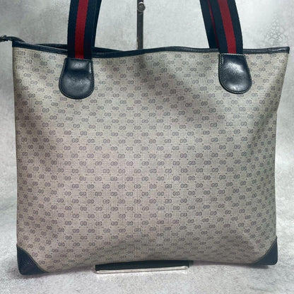 Gucci GG Sherry Line Tote Navy Leather Logo — view 3