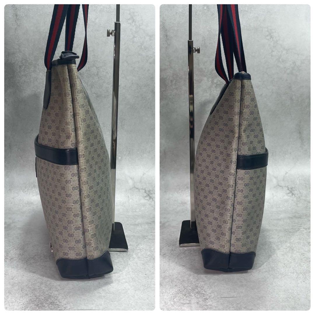 Gucci GG Sherry Line Tote Navy Leather Logo — view 7