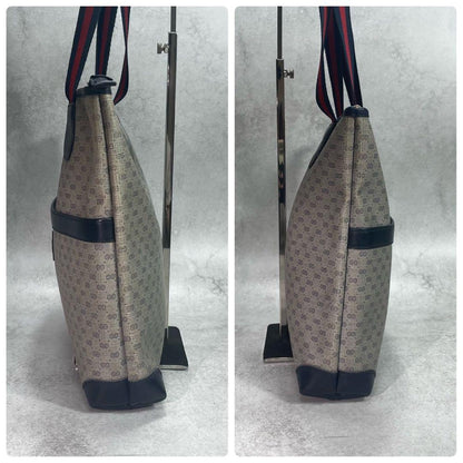 Gucci GG Sherry Line Tote Navy Leather Logo — view 7
