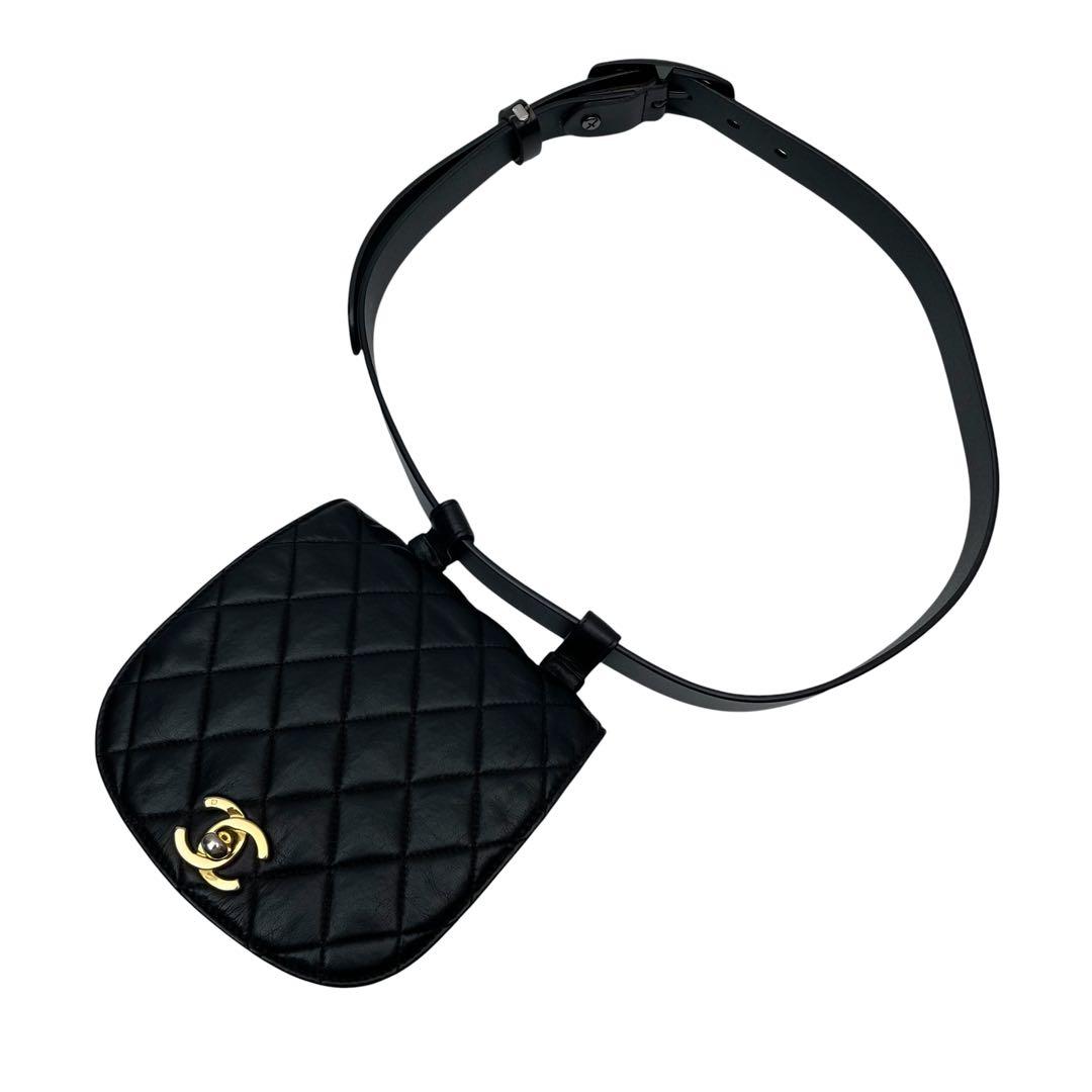 Chanel Quilted Lambskin CC Logo Waist Belt Bag — view 3