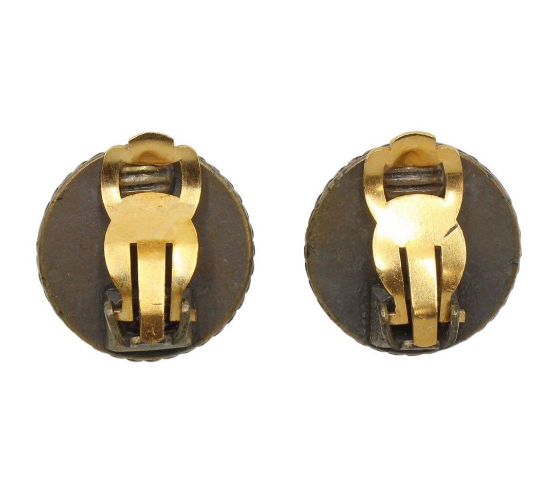 Chanel Coco Mark Taiga Eye Round Earrings