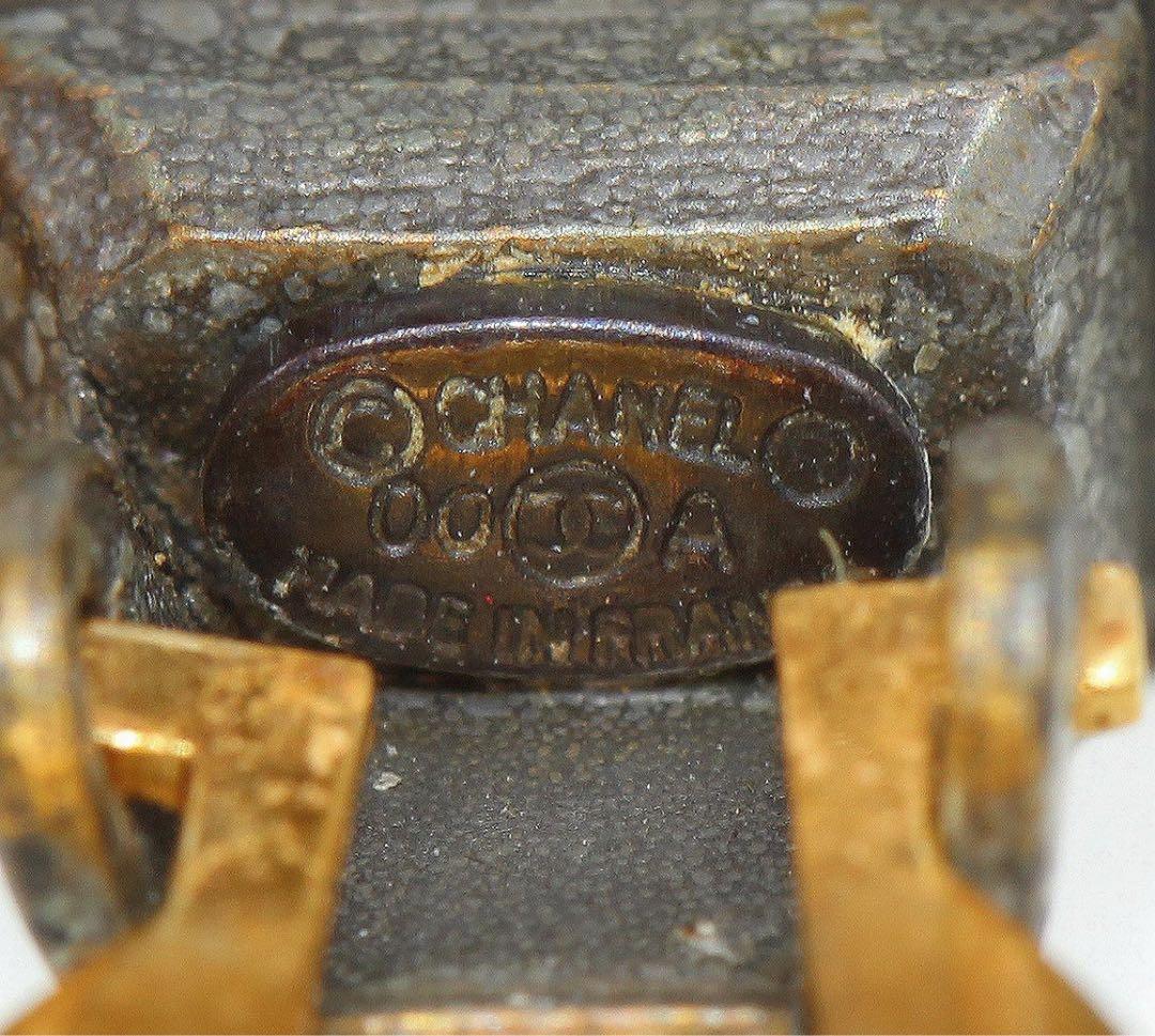 Chanel Coco Mark Taiga Eye Round Earrings