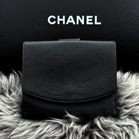 Chanel Wallet Jumbo CC Logo Caviar Hook Bifold