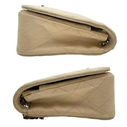 Chanel Cotton Quilted Double Chain Shoulder Bag CC Logo — view 4