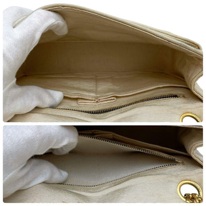 Chanel Cotton Quilted Double Chain Shoulder Bag CC Logo — view 8