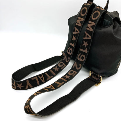 Fendi Backpack Gold Hardware Logo Line Black