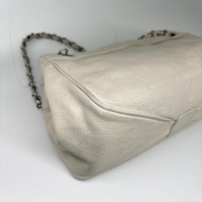 Chanel Caviar Skin Coco Mark Chain Shoulder Bag White