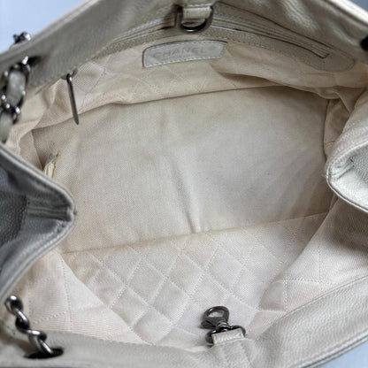 Chanel Caviar Skin Coco Mark Chain Shoulder Bag White