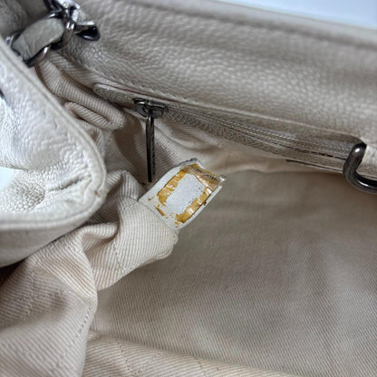 Chanel Caviar Skin Coco Mark Chain Shoulder Bag White