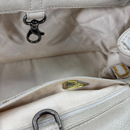 Chanel Caviar Skin Coco Mark Chain Shoulder Bag White