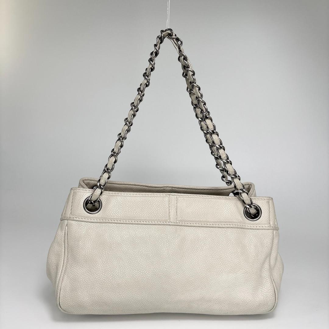 Chanel Caviar Skin Coco Mark Chain Shoulder Bag White
