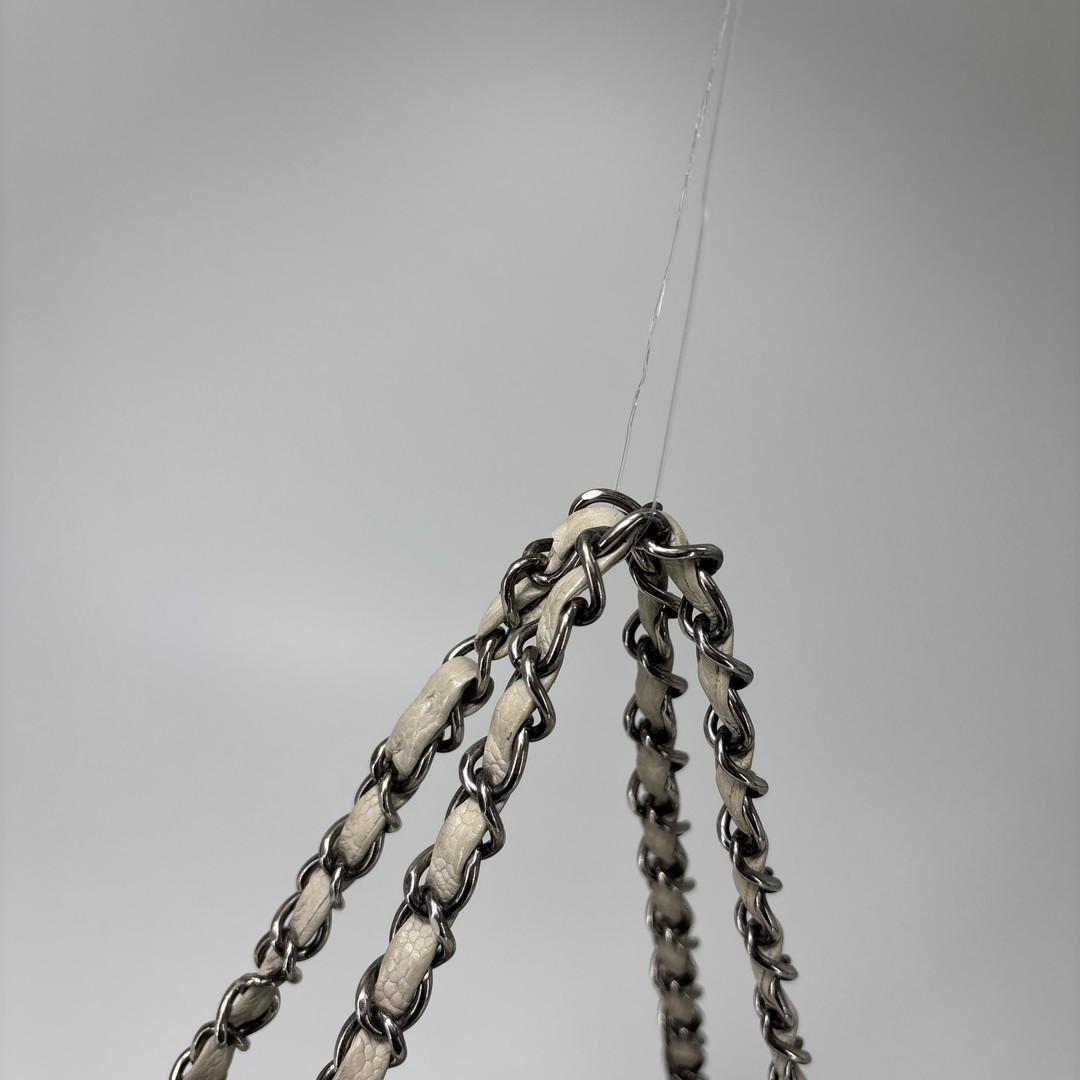 Chanel Caviar Skin Coco Mark Chain Shoulder Bag White