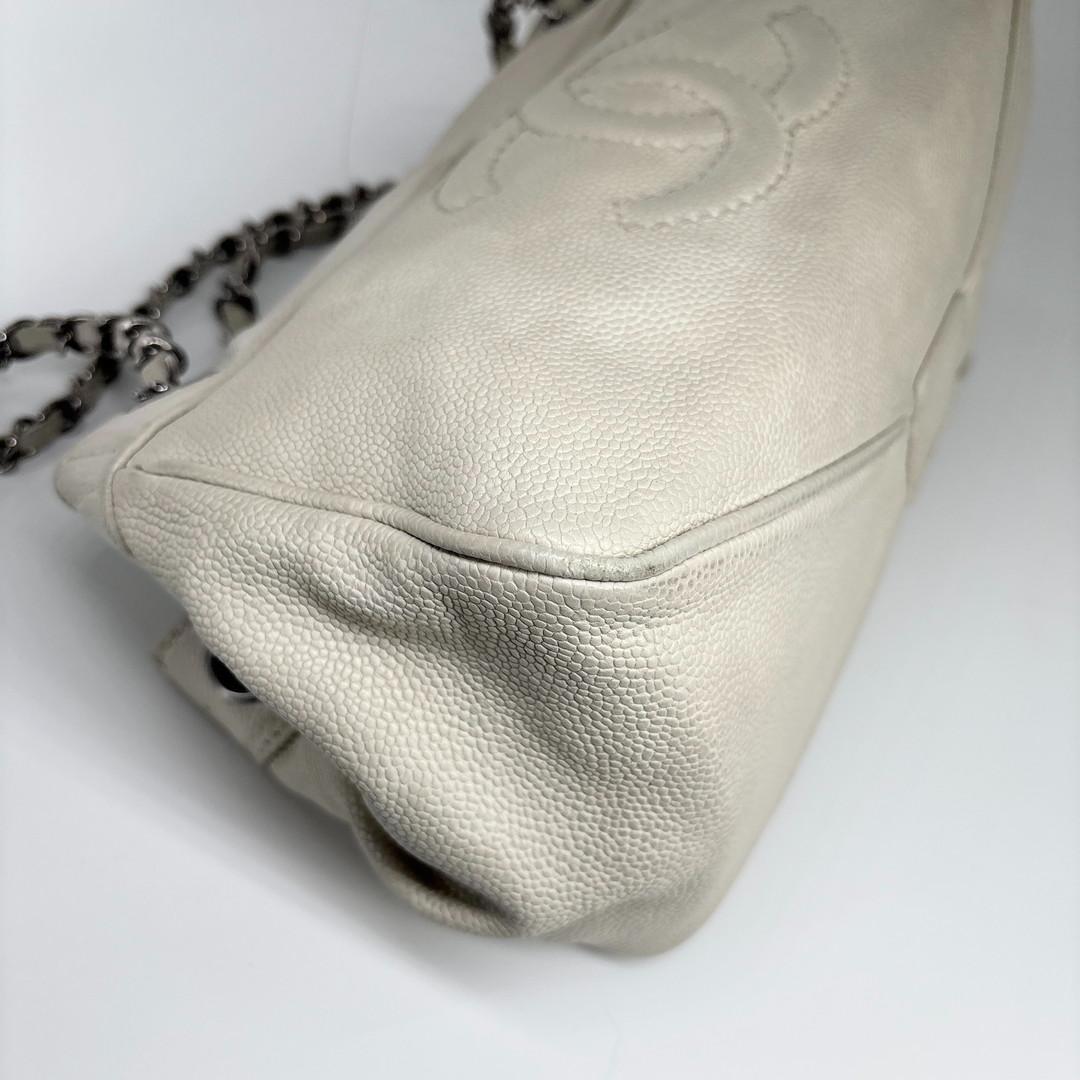 Chanel Caviar Skin Coco Mark Chain Shoulder Bag White