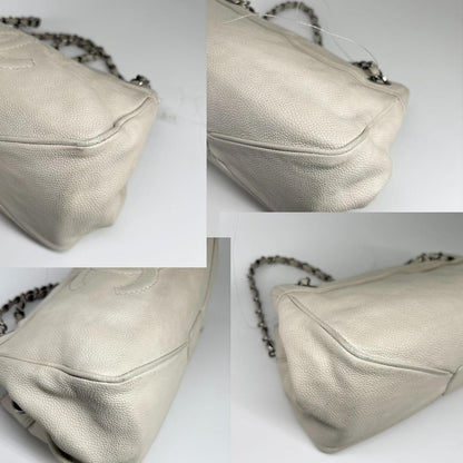 Chanel Caviar Skin Coco Mark Chain Shoulder Bag White