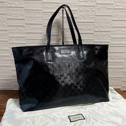 Gucci GG Supreme Hand Tote Bag Leather Black