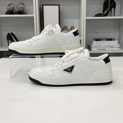 Prada Downtown Triangle Logo Leather Sneakers White — view 3