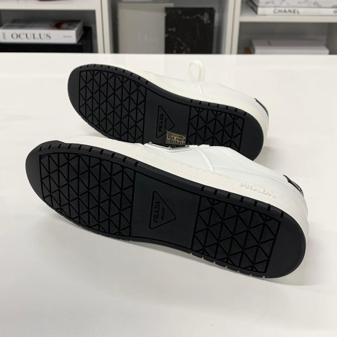 Prada Downtown Triangle Logo Leather Sneakers White — view 6
