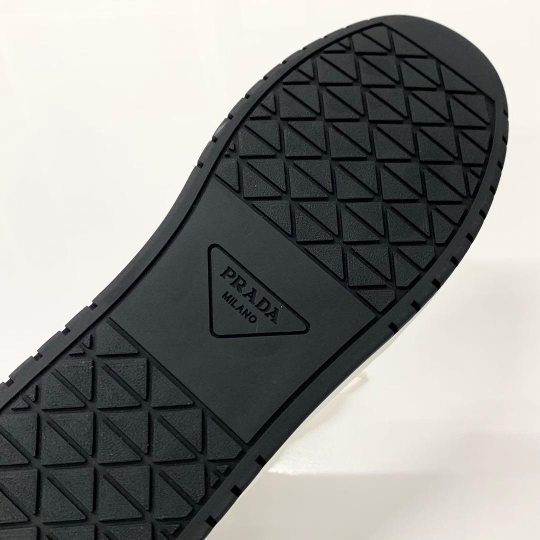 Prada Downtown Triangle Logo Leather Sneakers White — view 8