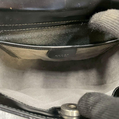 Gucci GG Shoulder Bag Patent Leather Black Logo — view 5
