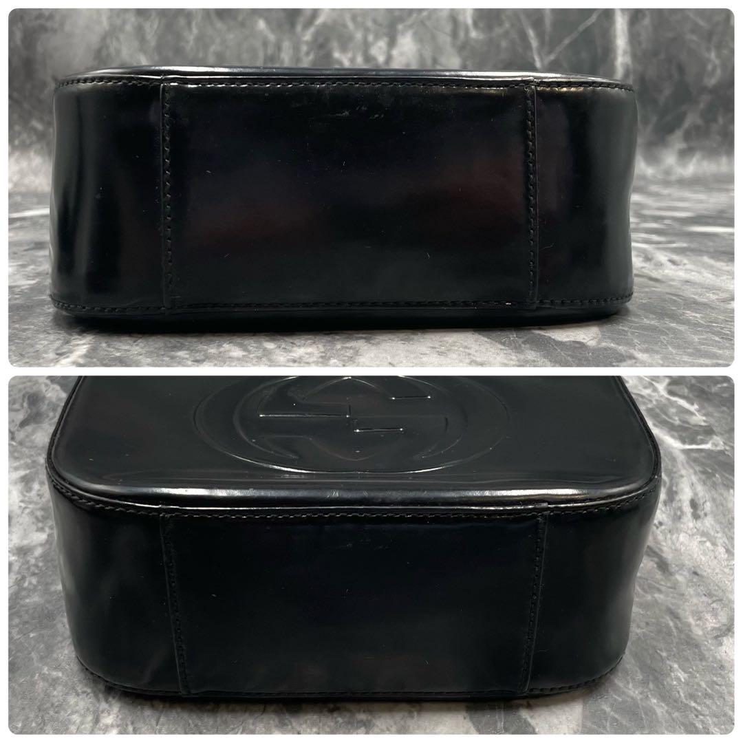 Gucci GG Shoulder Bag Patent Leather Black Logo — view 8
