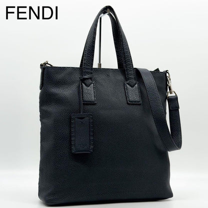 Fendi Selleria Peekaboo Tote Bag Navy 2-Way