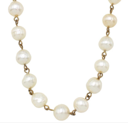 Chanel CC Logo Faux Pearl Long Chain Necklace — view 3