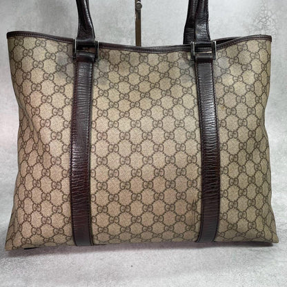 Gucci GG Tote Bag Brown Beige Leather Logo — view 3