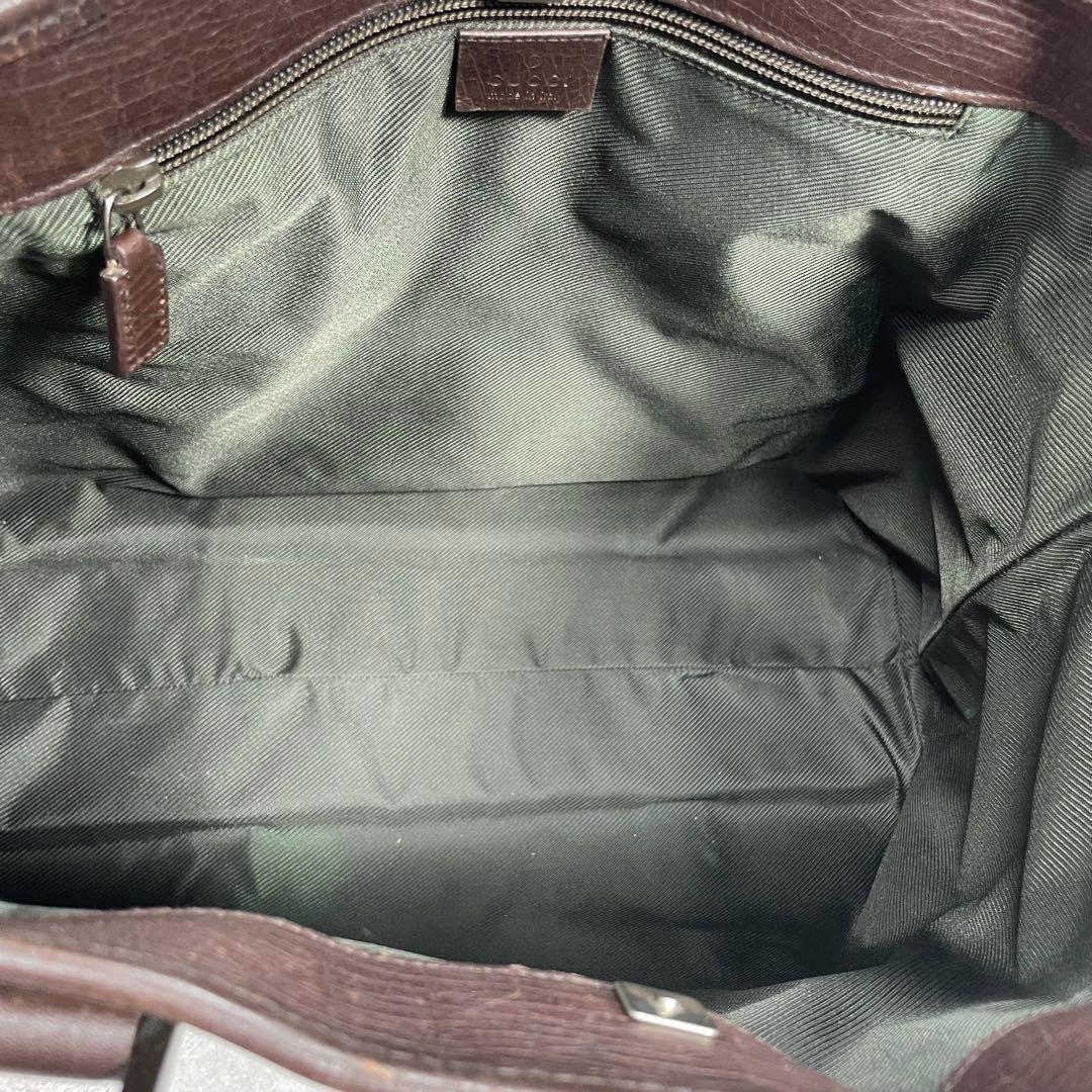 Gucci GG Tote Bag Brown Beige Leather Logo — view 5