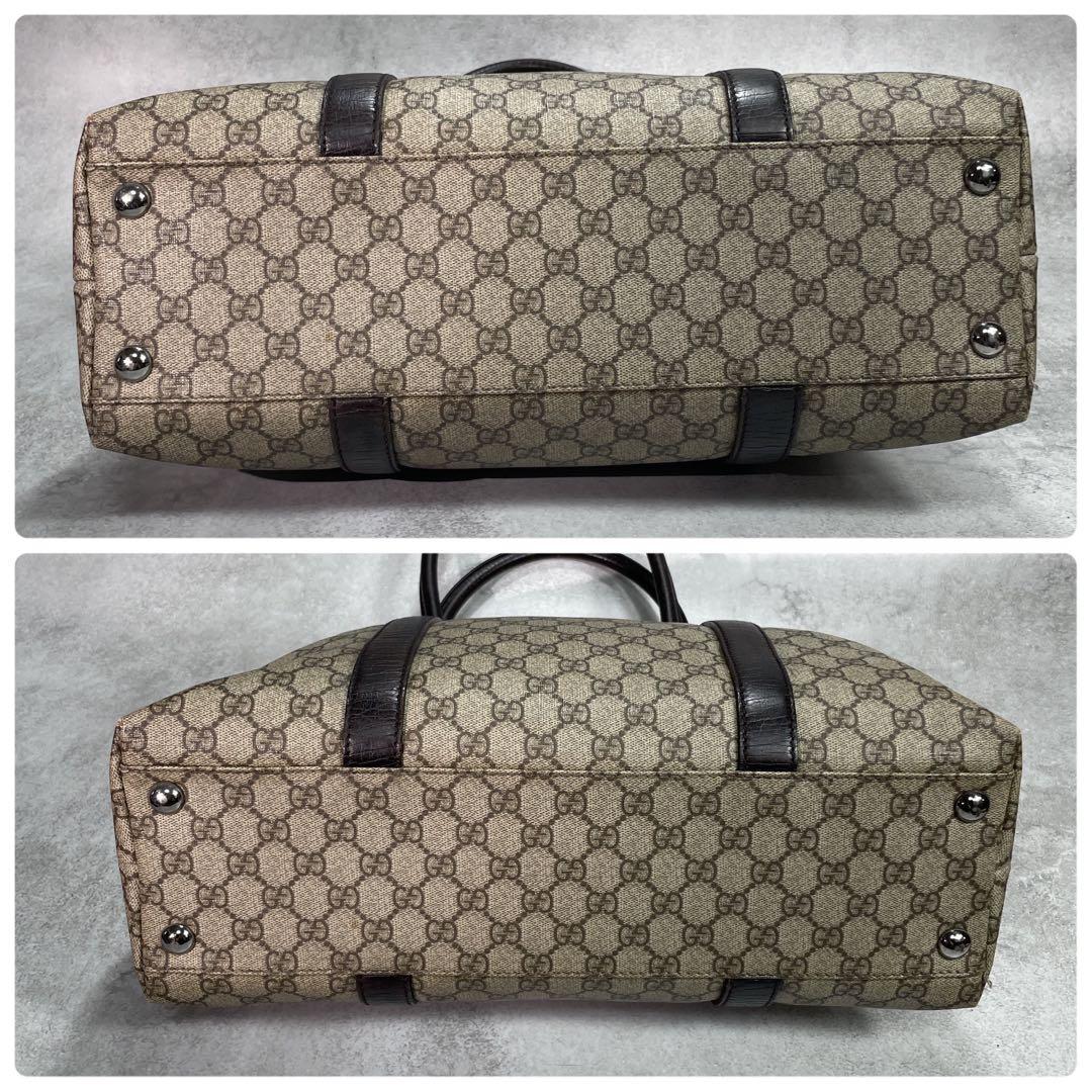 Gucci GG Tote Bag Brown Beige Leather Logo — view 8