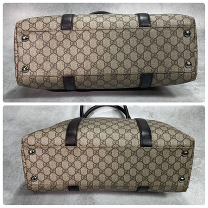 Gucci GG Tote Bag Brown Beige Leather Logo — view 8