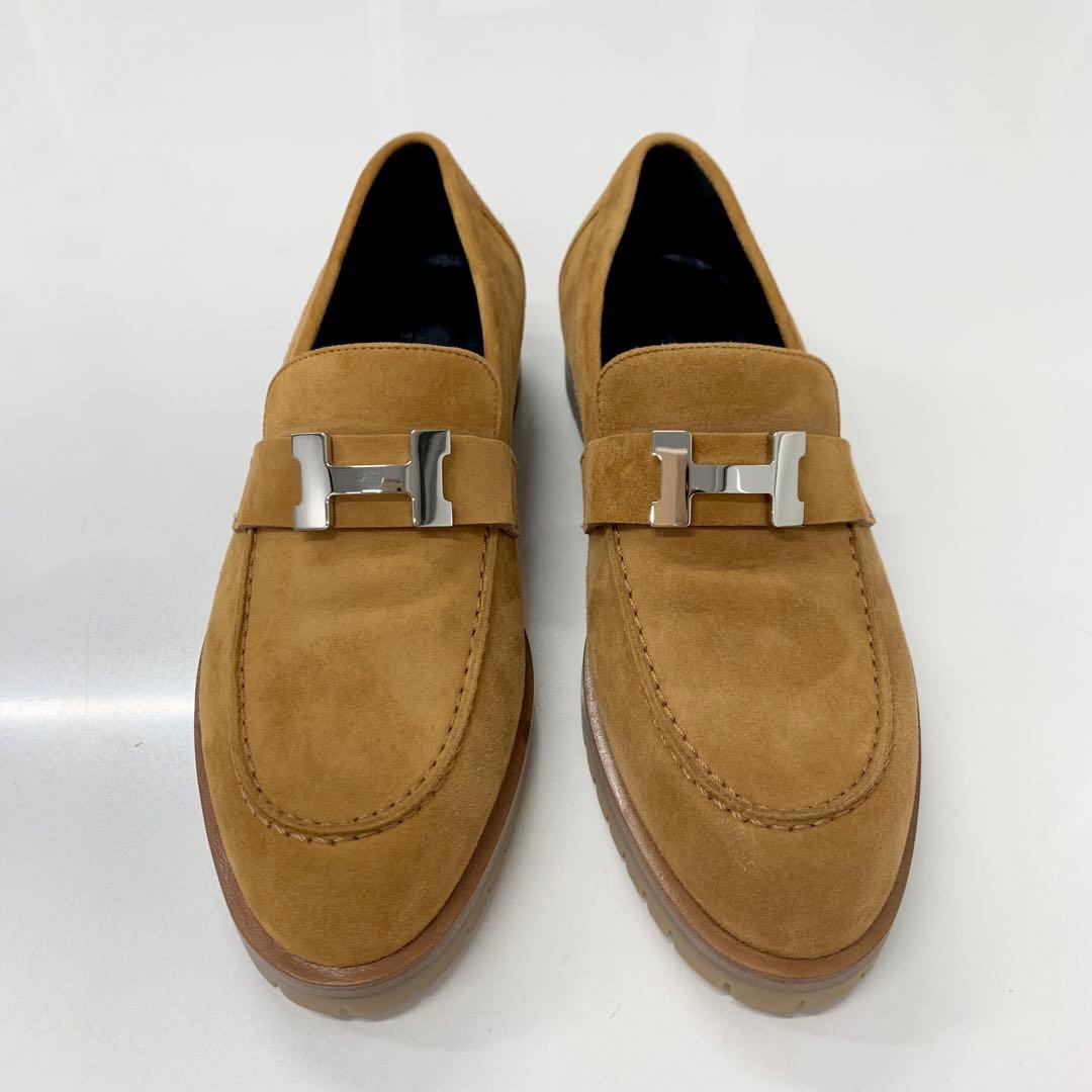 Hermes Faubourg Suede Hhardware Loafers Brown