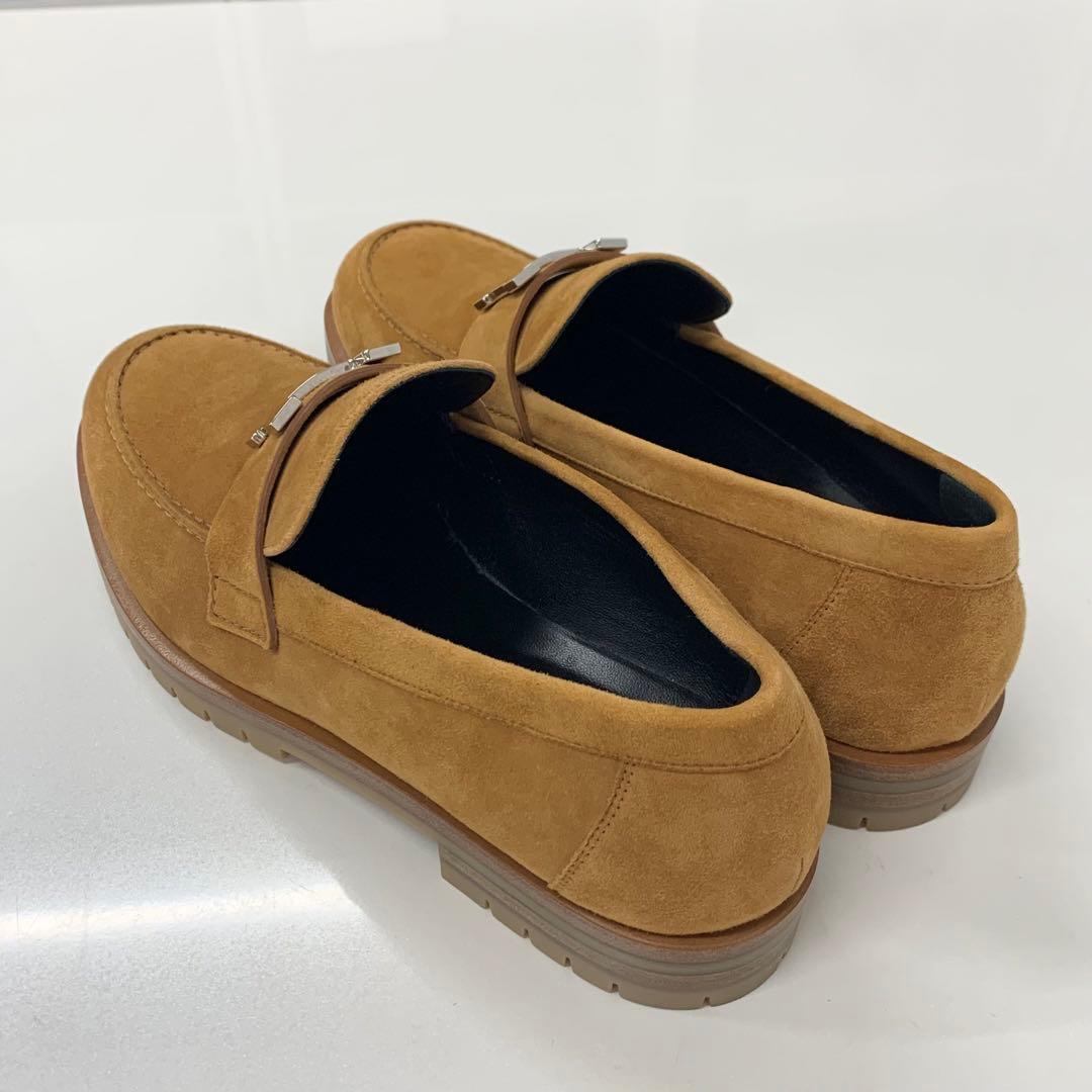 Hermes Faubourg Suede Hhardware Loafers Brown
