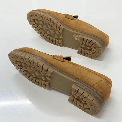 Hermes Faubourg Suede Hhardware Loafers Brown