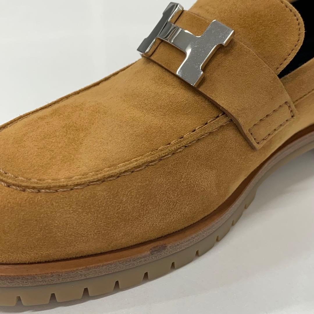 Hermes Faubourg Suede Hhardware Loafers Brown
