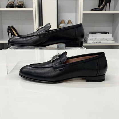 Hermes Paris Leather Loafers Black — view 3