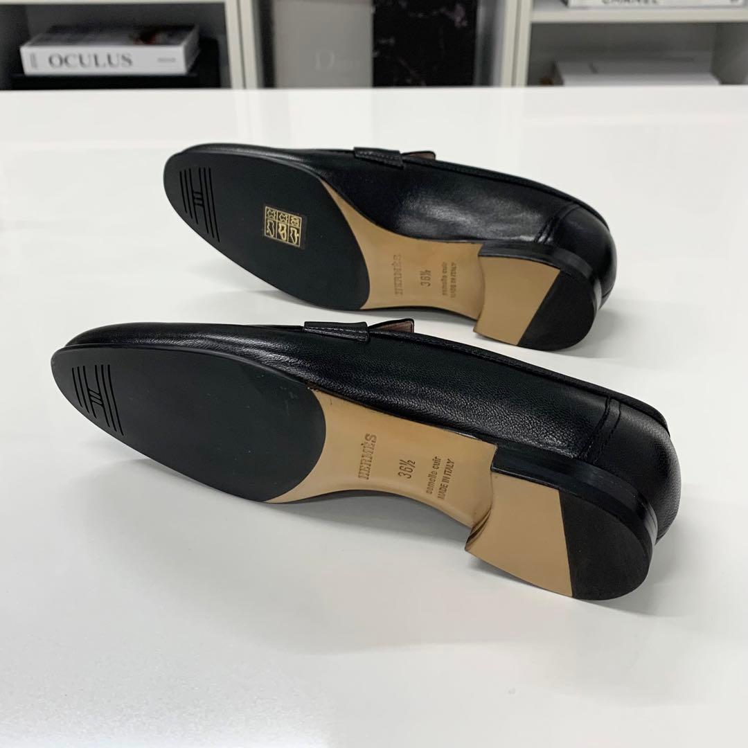Hermes Paris Leather Loafers Black — view 6