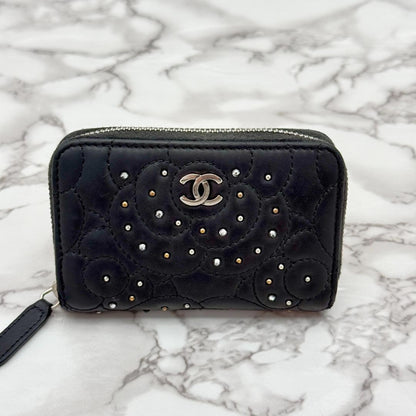 Chanel Camellia Studded Zip Card Case — view 2