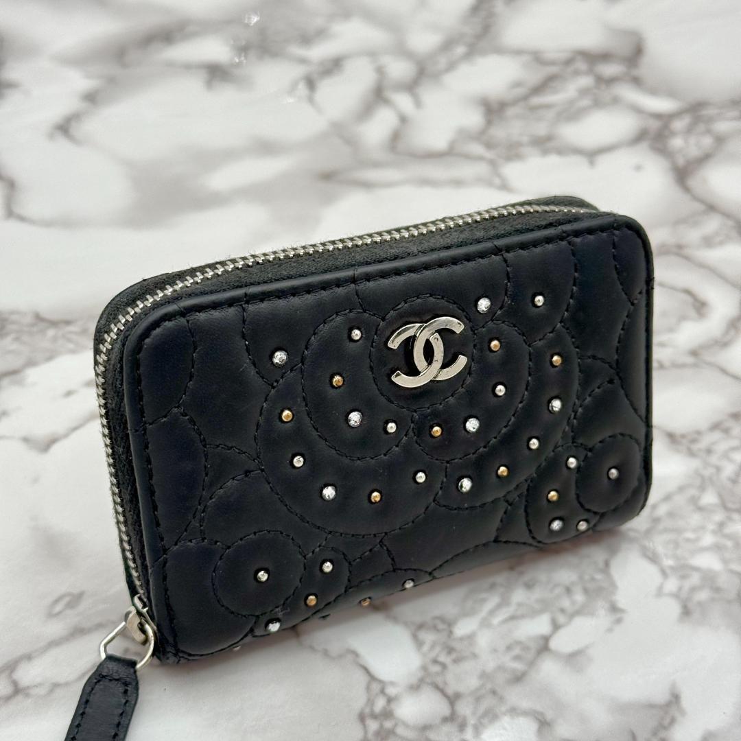 Chanel Camellia Studded Zip Card Case — view 3